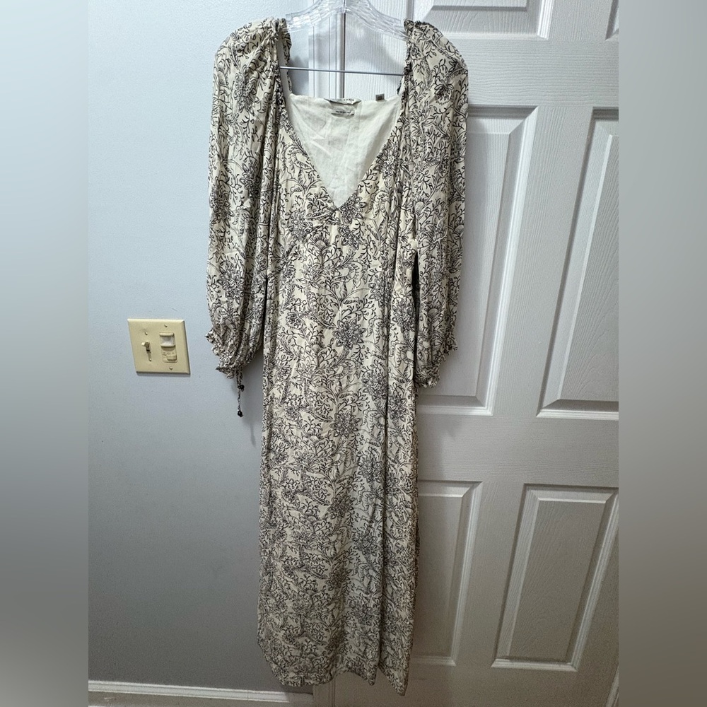 Scotch & Soda Easy Floral V-Neck Maxi Dress in Cream/Black Size Large - Picture 2 of 2